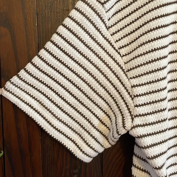 Madewell NWOT Embroidered Boxy Striped Black and White Top - Picture 5 of 6